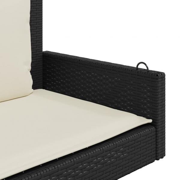 Hängebank mit Kissen Schwarz 119x56x48 cm Poly Rattan