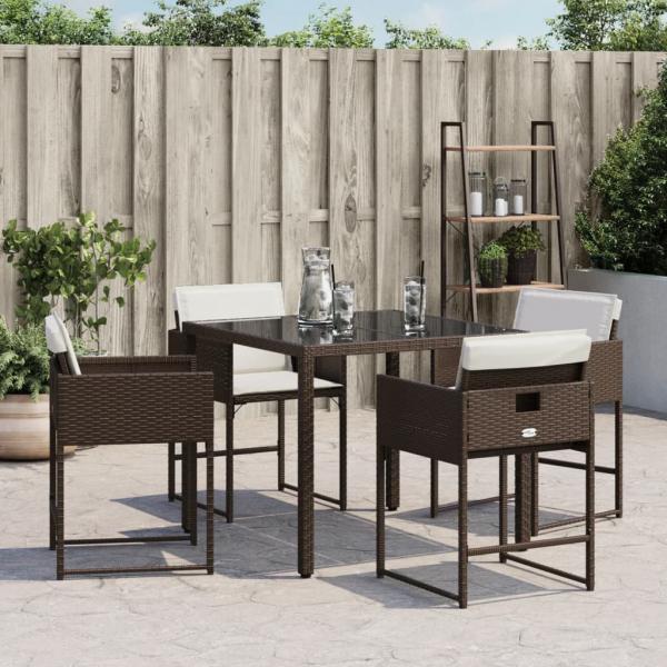 Gartenstühle mit Kissen 4 Stk. Braun Poly Rattan