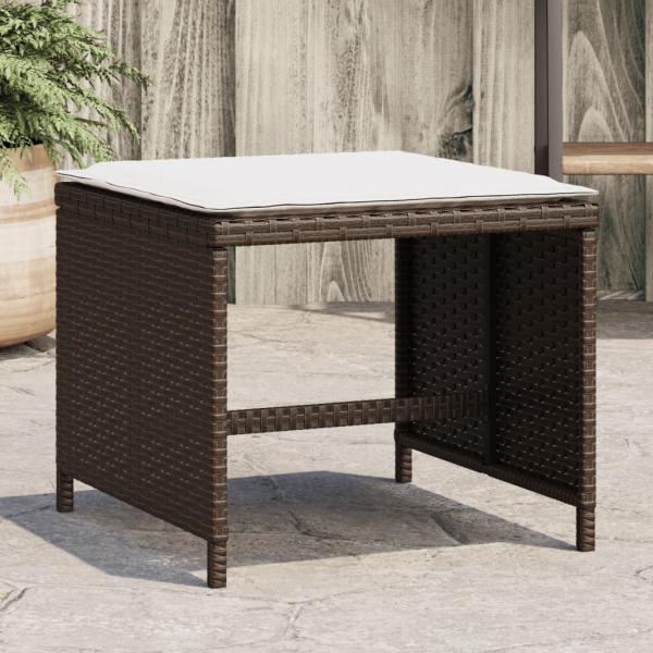 ARDEBO.de - Gartenhocker mit Kissen 4 Stk. Braun 40x40x35 cm Poly Rattan