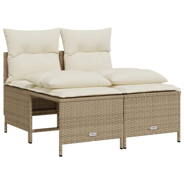 4-tlg. Garten-Sofagarnitur mit Kissen Beige Poly Rattan