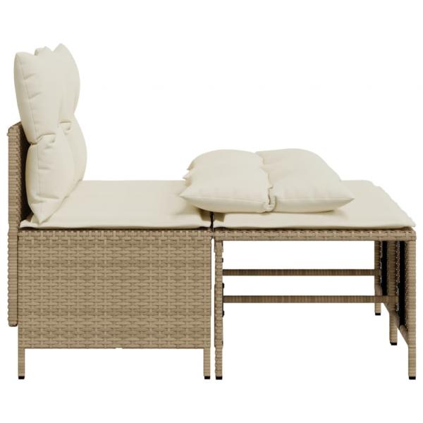 4-tlg. Garten-Sofagarnitur mit Kissen Beige Poly Rattan