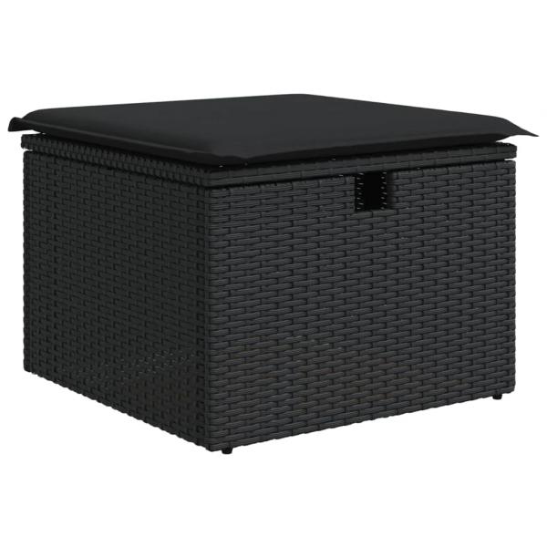 7-tlg. Garten-Sofagarnitur mit Kissen Schwarz Poly Rattan