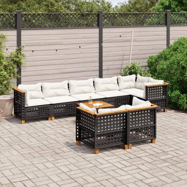 ARDEBO.de - 9-tlg. Garten-Sofagarnitur mit Kissen Schwarz Poly Rattan