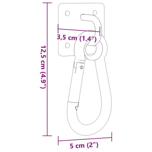 Augplatten mit Karabinern 3 Stk. 360° Drehbar Silbern Stahl