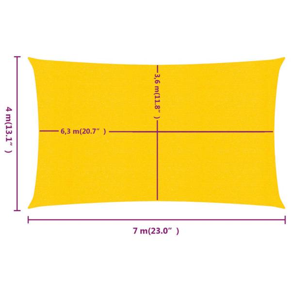 Sonnensegel 160 g/m² Rechteckig Gelb 4x7 m HDPE