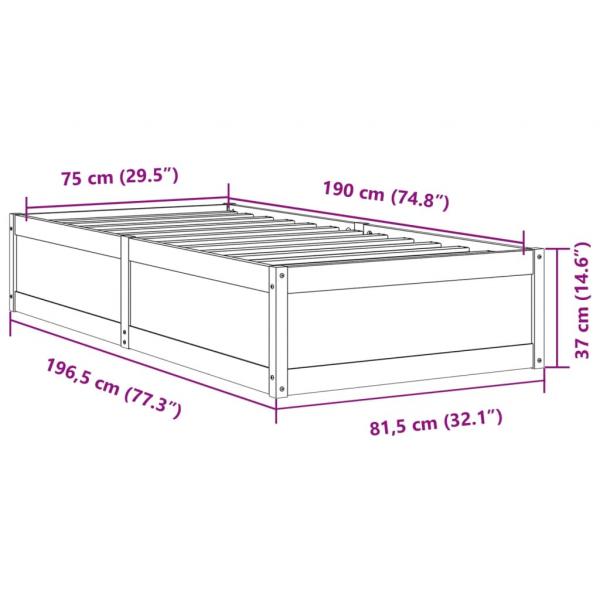 Massivholzbett ohne Matratze 75x190 cm Kiefernholz