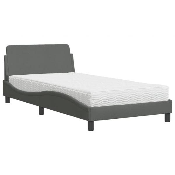 Bett mit Matratze Dunkelgrau 100x200 cm Stoff