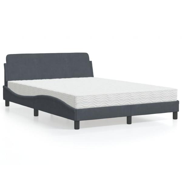 ARDEBO.de - Bett mit Matratze Dunkelgrau 120x200 cm Samt