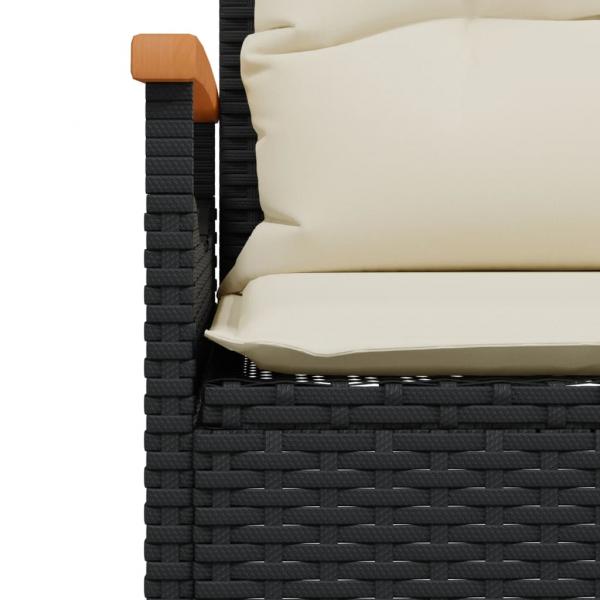 3-tlg. Garten-Sofagarnitur mit Kissen Schwarz Poly Rattan