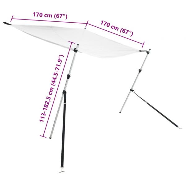 T-Top-Beschattungsverlängerung Weiß 170x170x(113-182,5) cm