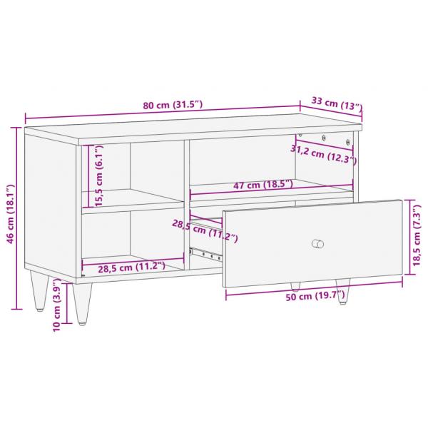 TV-Schrank 80x33x46 cm Massivholz Mango