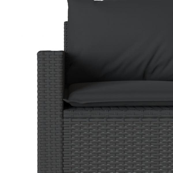 6-tlg. Garten-Sofagarnitur mit Kissen Schwarz Poly Rattan