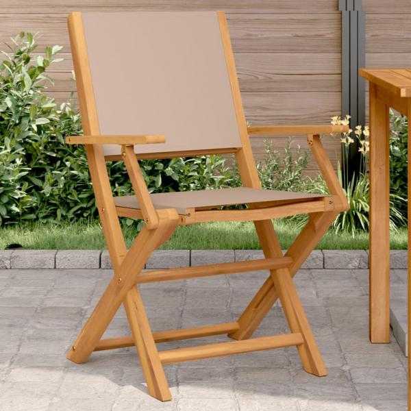 ARDEBO.de - Gartenstühle 2 Stk. Taupe Massivholz Akazie & Stoff