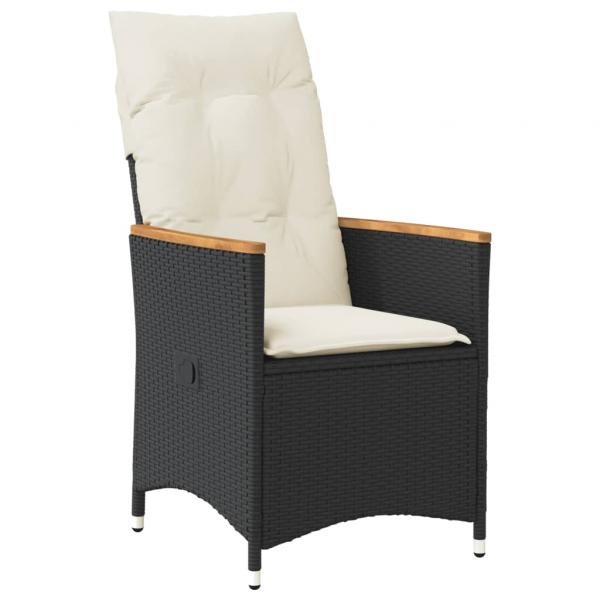 3-tlg. Bistro-Set mit Kissen Schwarz Poly Rattan