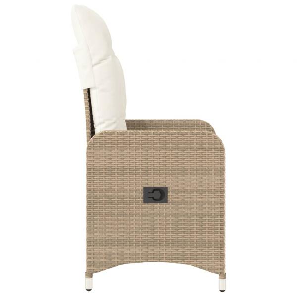 Gartensessel mit Kissen Verstellbar Beige Poly Rattan