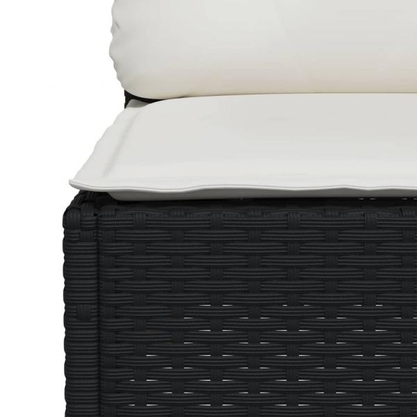 9-tlg. Garten-Sofagarnitur mit Kissen Schwarz Poly Rattan