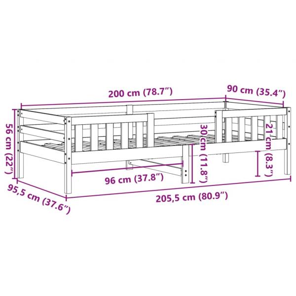 Massivholzbett ohne Matratze Weiß 90x200 cm Kiefernholz