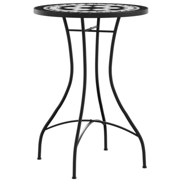 Mosaik-Bistro-Set Schwarz und Weiß Eisen und Keramik