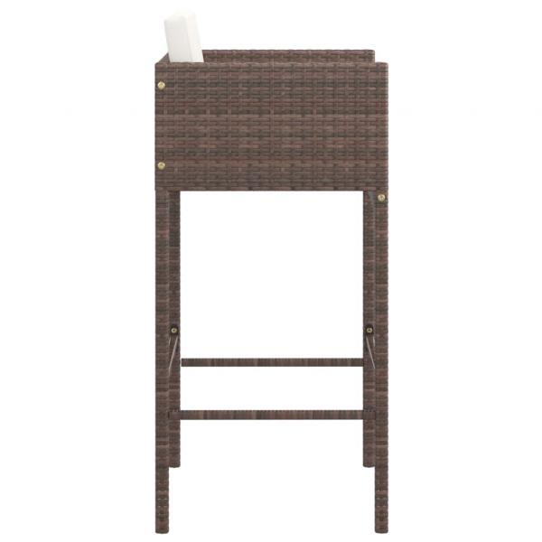 Barhocker 4 Stk. mit Kissen Braun Poly Rattan