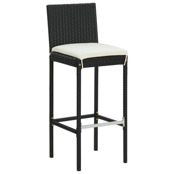 ARDEBO.de - Garten-Barhocker mit Kissen 2 Stk. Schwarz Poly Rattan