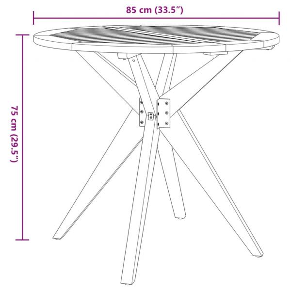 Gartentisch Rund Ø85x75 cm Massivholz Akazie