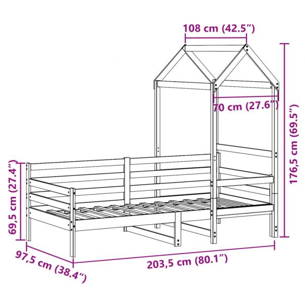 Tagesbett mit Dach 90x200 cm Massivholz Kiefer