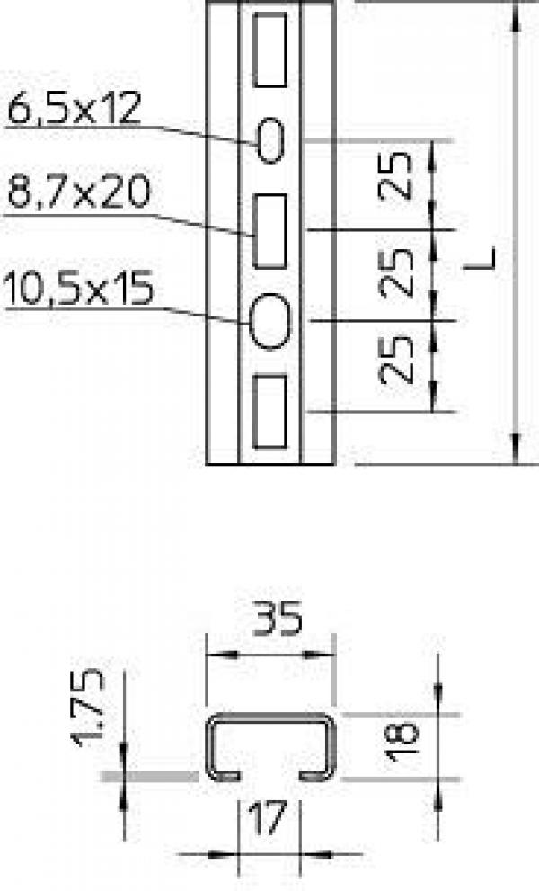 OBO Bettermann CMS3518P2000FS Profilschiene, 2 Meter (1104454)