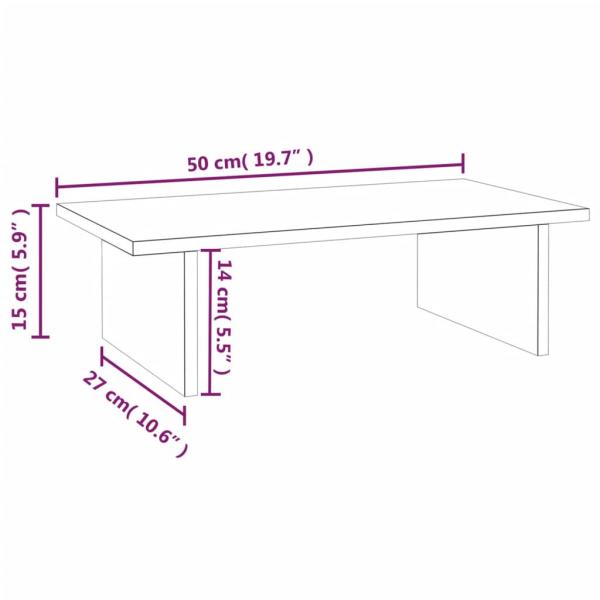 Monitorständer Weiß 50x27x15 cm Massivholz Kiefer