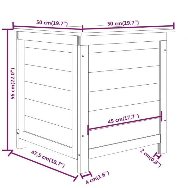 Outdoor-Kissenbox Braun 50x50x56 cm Massivholz Tanne