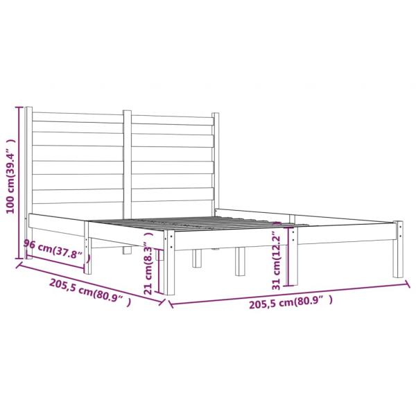 Massivholzbett Grau Kiefer 200x200 cm