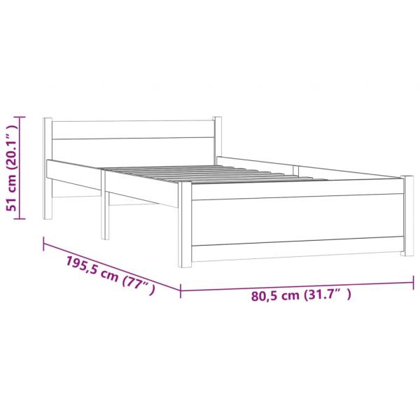 Massivholzbett Schwarz 75x190 cm