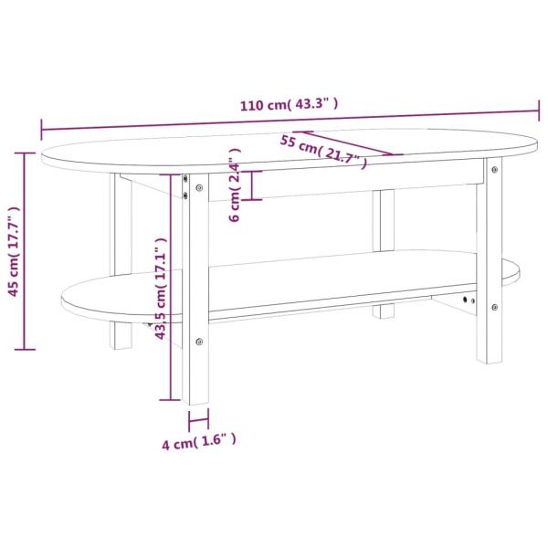 Couchtisch Weiß 110x55x45 cm Massivholz Kiefer