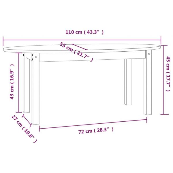 Couchtisch Schwarz 110x55x45 cm Massivholz Kiefer