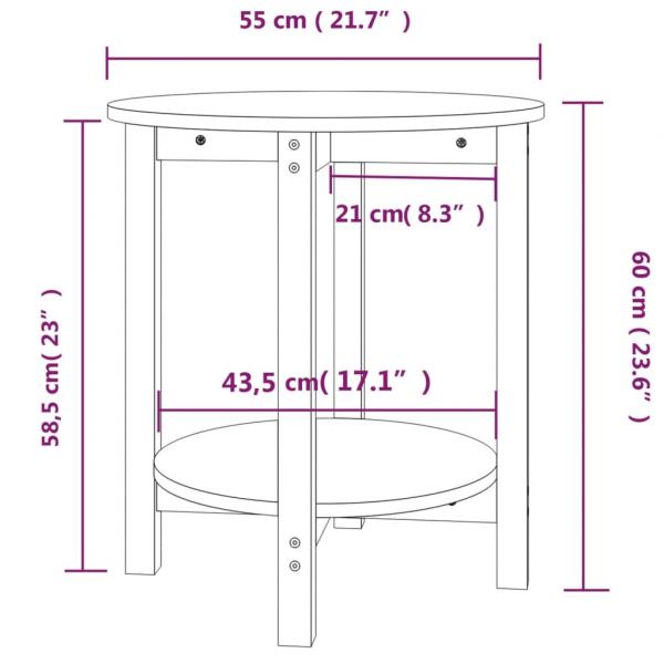 Couchtisch Schwarz Ø 55x60 cm Massivholz Kiefer