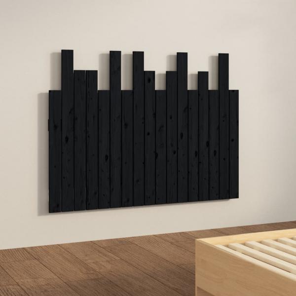 Wand-Kopfteil Schwarz 108x3x80 cm Massivholz Kiefer