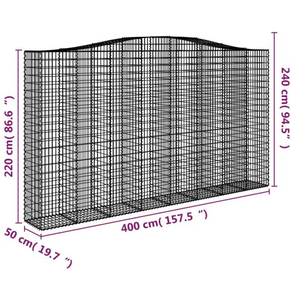 Gabionen mit Hochbogen 5 Stk. 400x50x220/240cm Verzinktes Eisen