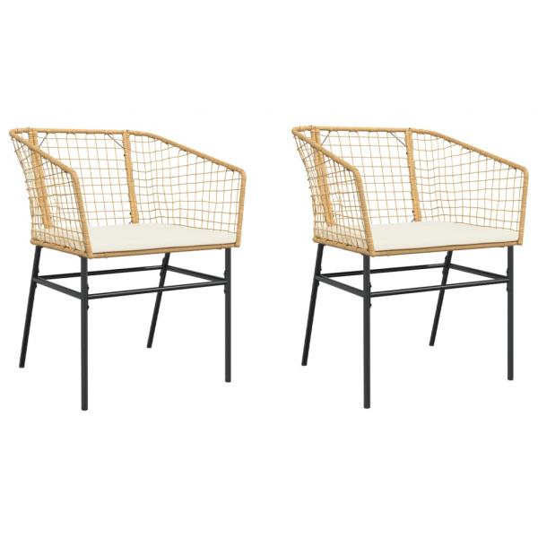 Gartenstühle 2 Stk. mit Kissen Braun Poly Rattan