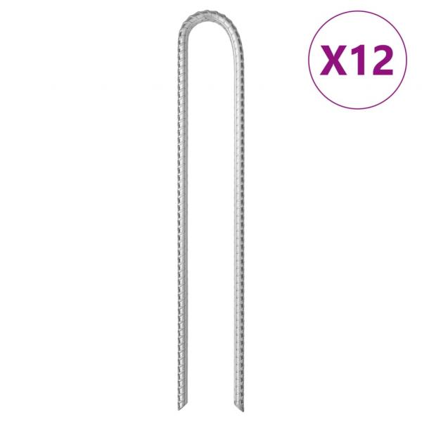 ARDEBO.de - Zeltheringe 12 Stk. U-Form 37 cm Ø10 mm Verzinkter Stahl