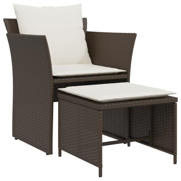 Gartenstuhl mit Fußhocker Braun Poly Rattan