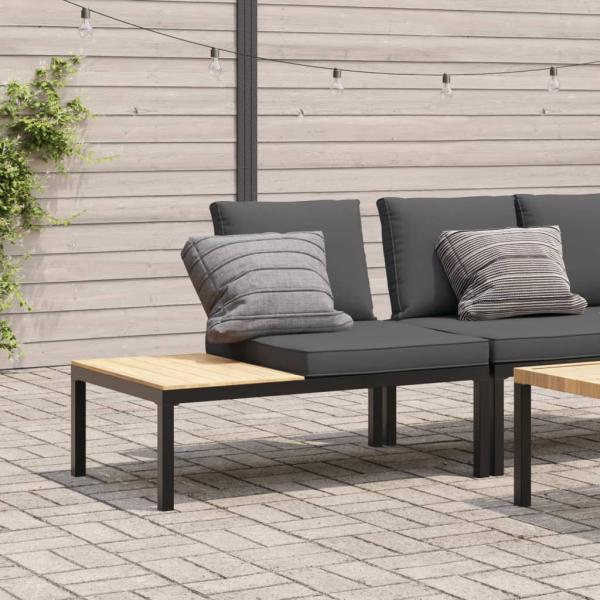 ARDEBO.de - Gartenbank mit Kissen Schwarz Aluminium