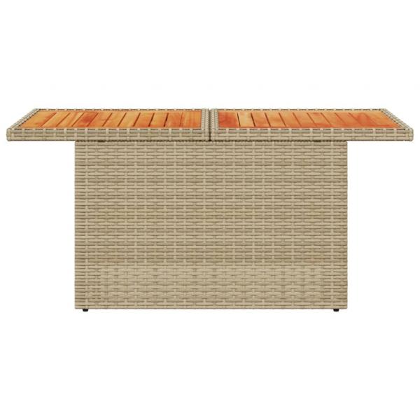 Gartentisch Beige 100x55x73 cm Poly Rattan und Akazienholz