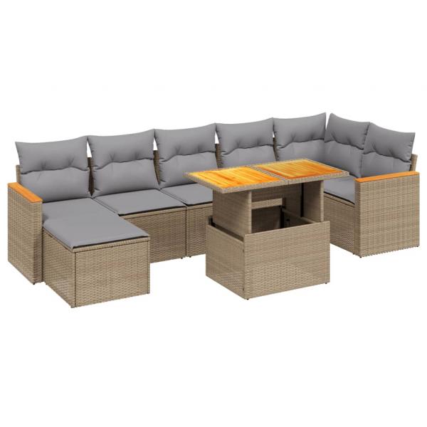 ARDEBO.de - 8-tlg. Garten-Sofagarnitur mit Kissen Beige Poly Rattan