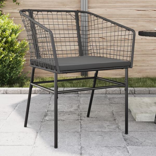 ARDEBO.de - Gartenstühle 2 Stk. mit Kissen Schwarz Poly Rattan