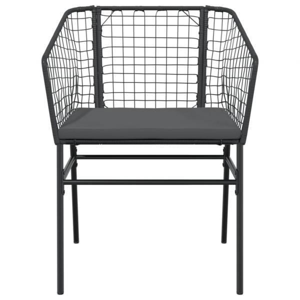 Gartenstühle 2 Stk. mit Kissen Schwarz Poly Rattan