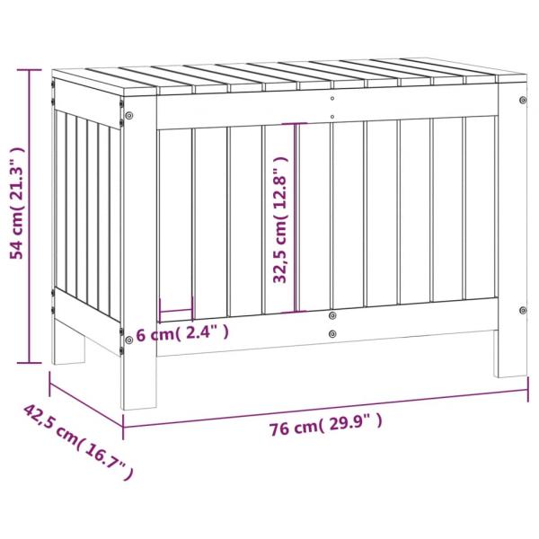 Gartentruhe Schwarz 76x42,5x54 cm Massivholz Kiefer