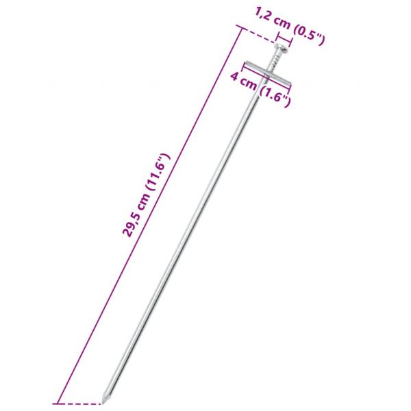 Zeltheringe 24 Stk. 29,5 cm Ø6 mm Verzinkter Stahl