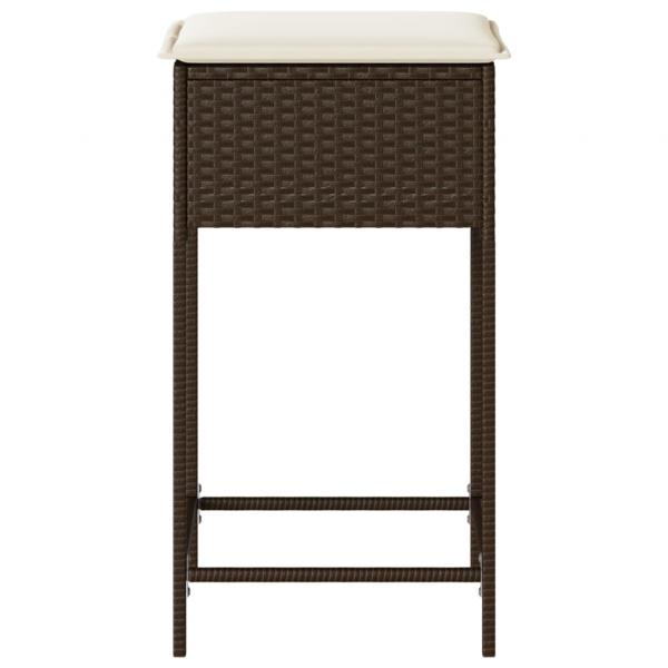 Garten-Barhocker mit Kissen 2 Stk. Braun Poly Rattan