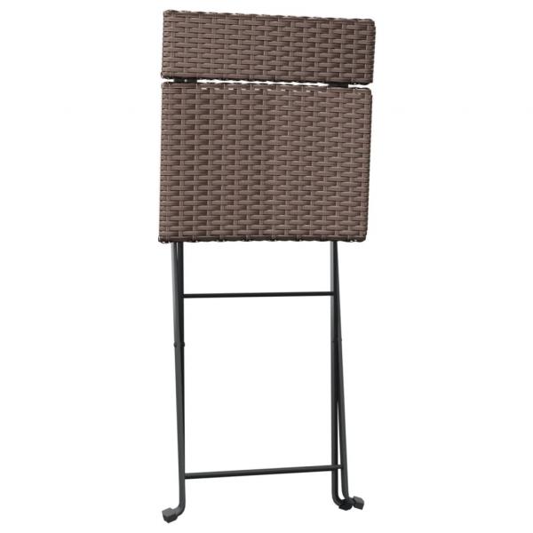 Bistrostühle 2 Stk. Klappbar Braun Poly Rattan und Stahl