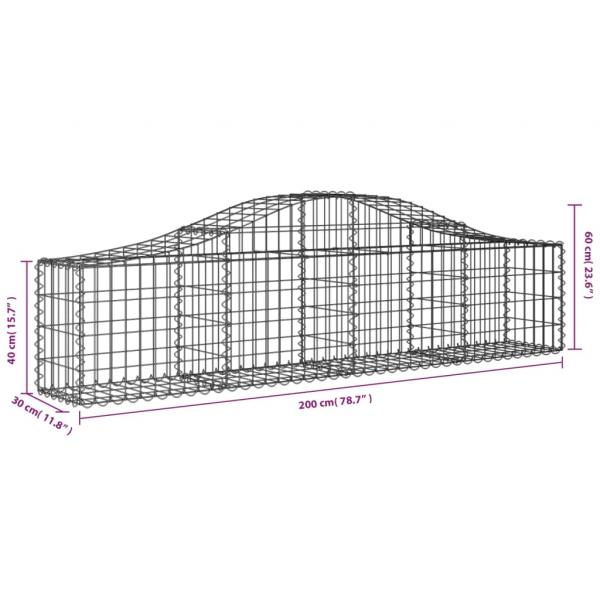 Gabione mit Hochbogen 200x30x40/60 cm Verzinktes Eisen