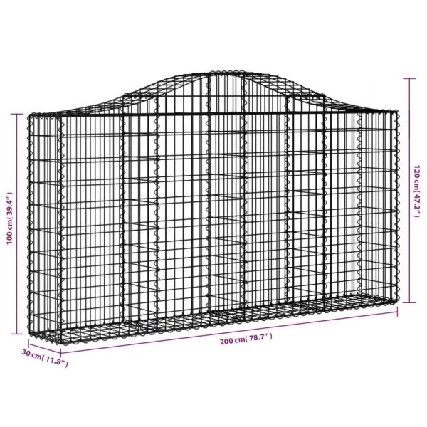 Gabione mit Hochbogen 200x30x100/120 cm Verzinktes Eisen